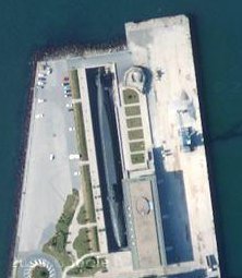 Submarino nuclear francés Redoutable en los mapas de Turismogoogle